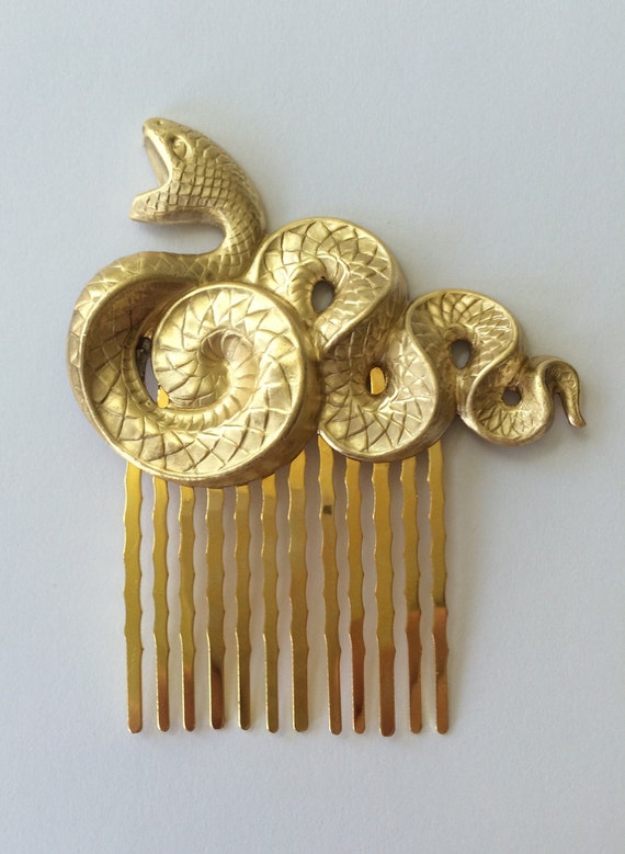 Snake hair comb gold snake hair pin Snake hair by TressTemptress