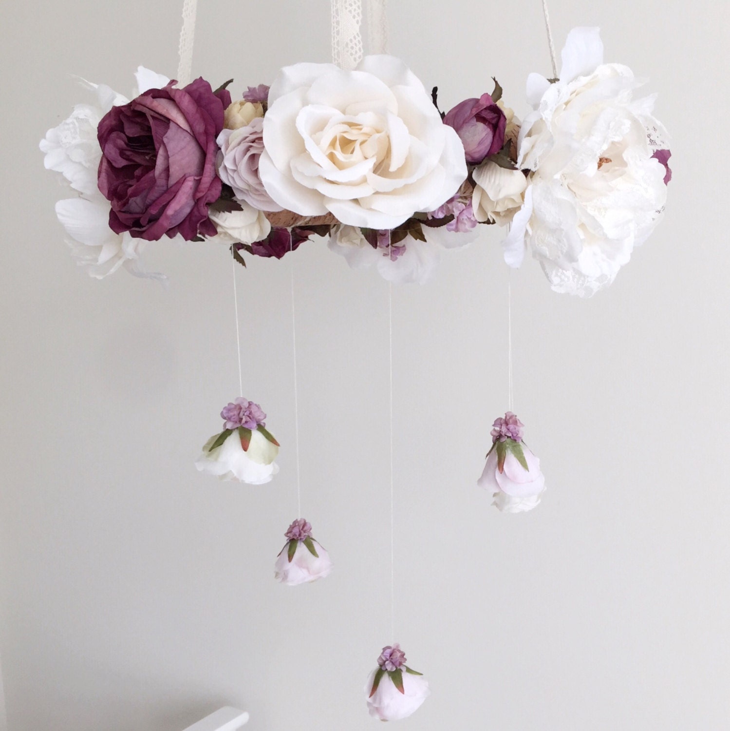 Royal purple nursery flower mobile crib mobile baby girl