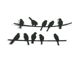 Birds on a Telephone Wire Die Cut set of 24