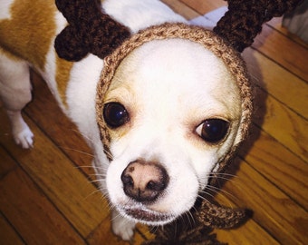 Dog Reindeer Hat, Crochet, Dog Clothes, Chihuahua, Pet Accessories, Crochet,Handmade