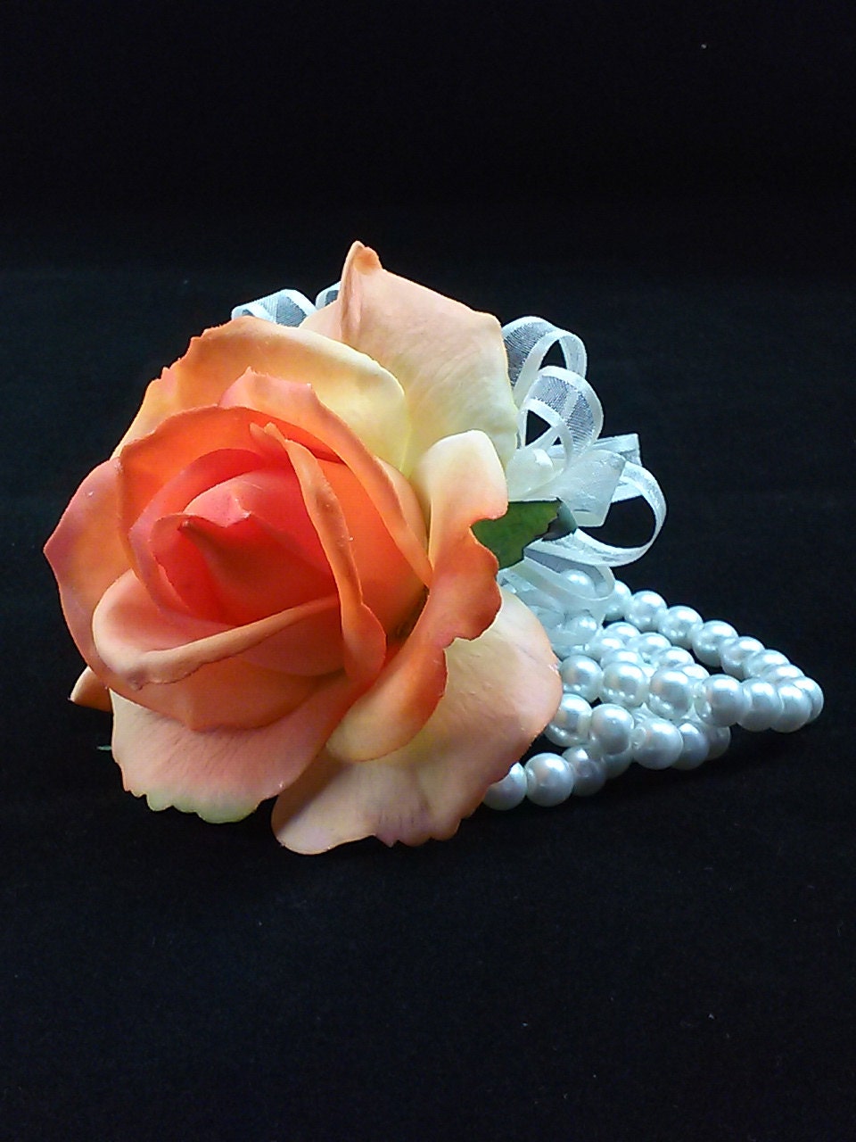 Orange Real Touch Rose Wrist CorsageWedding CorsageProm