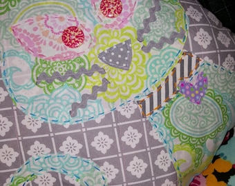 Cat Pillow, Kitty Pillow, Applique Pillow, Square Pillow, Decorative Pillow, Quilted Pillow, Pillow, Couch Pillow