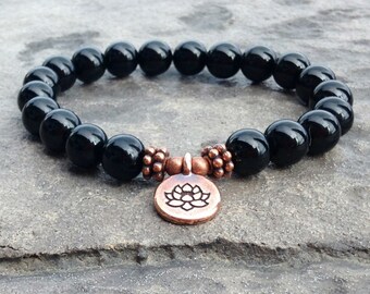 AAA Genuine Black Tourmaline Bracelet, Tourmaline Jewelry, EMF Protection Bracelet, Anxiety Relief, Healing Energy, Purification & Grounding
