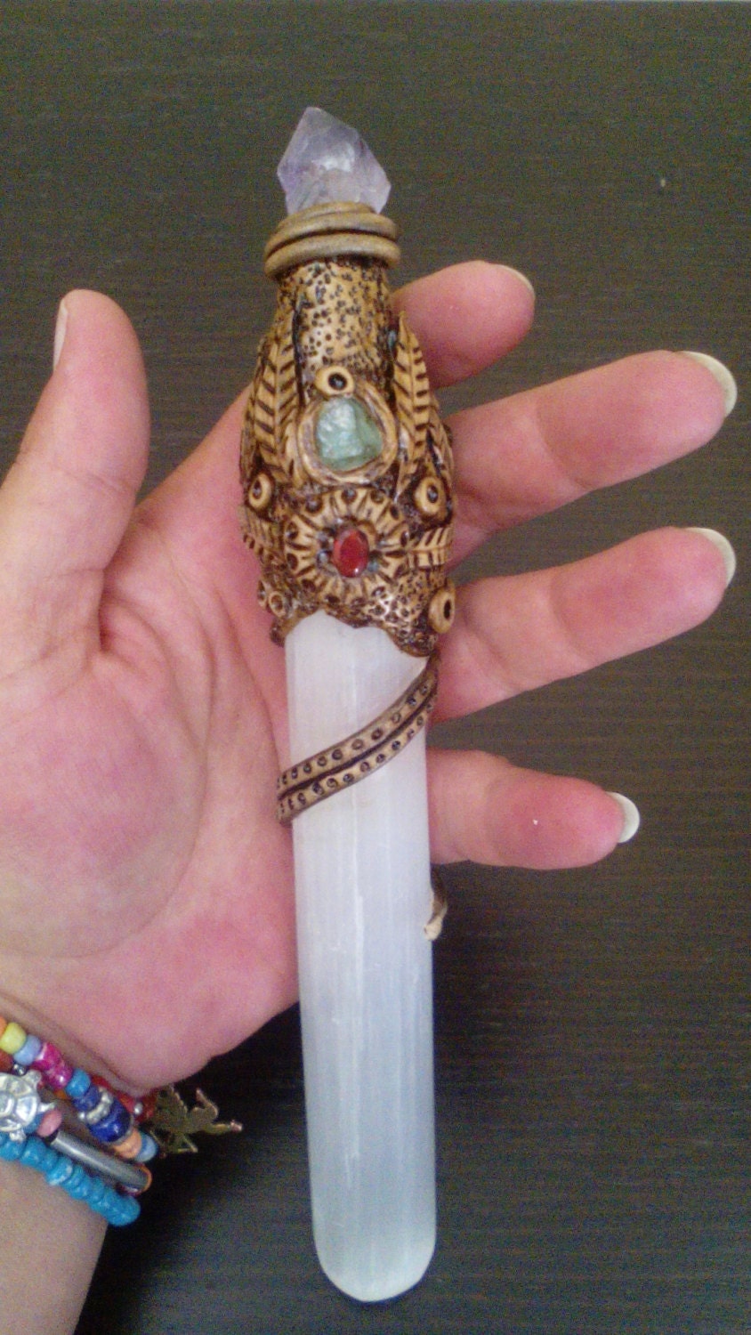 Selenite Crystal Wand One of a Kind Healing Wand by MysticalMavens