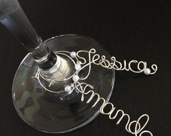 Wine glass charms, personalized, name wine charms