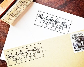 Return Address Stamp // Custom Rubber Stamp // Modern Calligraphy // Personalized Stamp // Hand-lettered