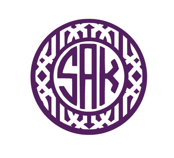 Vinyl Lattice Circle Monogram Decal by HouseofDavis on Etsy