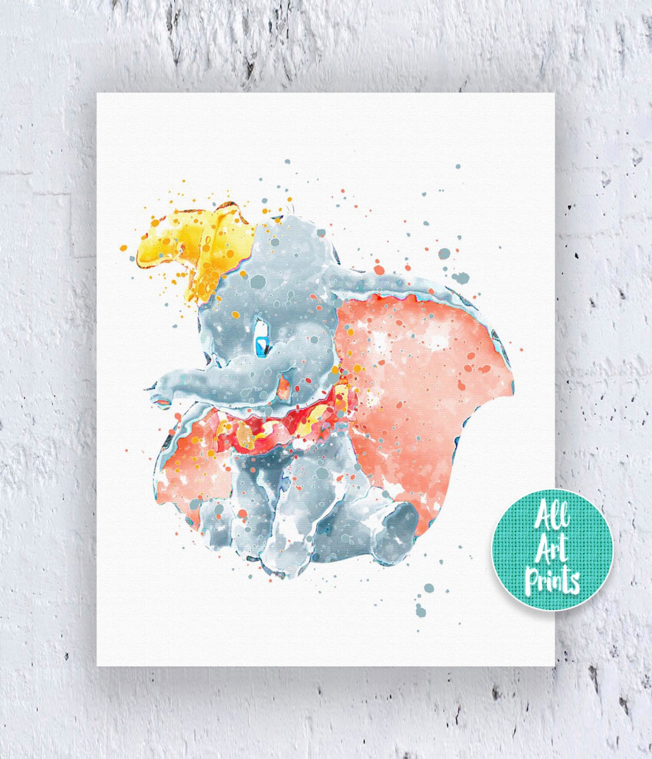 Sitting Dumbo Print Dumbo Art Dumbo Wall Art Dumbo by AllArtPrints