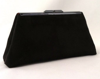 Black Suede Handbag ~ Black Suede Clutch ~ Small Black Evening Clutch ~ Black Cocktail Clutch ~ Small Black Evening Handbag ~ EVClutches