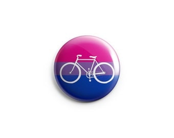 Bi Pride bike button, magnet, bisexual flag, 1.25" pinback button, pin, badge, LGBT pride, queer pride badge, cycling, cyclist, biking