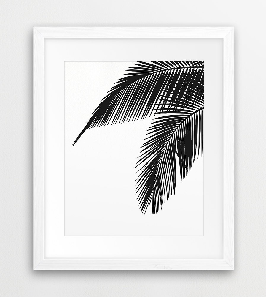 Palm Leaf Print Palm Leaves Black Tropical Leaf Black And