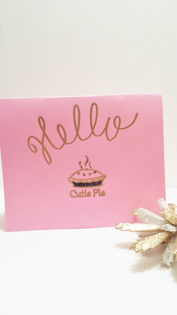 Hello Cutie Pie Card 5x7 Embossed Print by Theprettybowboutique
