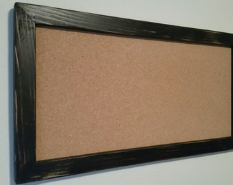 Cork Board Rustic Solid Wood Frame Black vintage style distressing quality mounting system "Large" Board Home Decor stylish office board