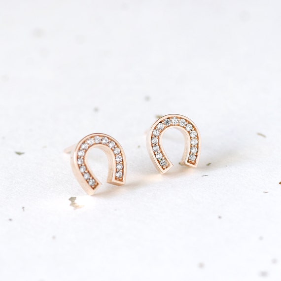 Horseshoe Earrings 925 Sterling Silver Dainty Earrings