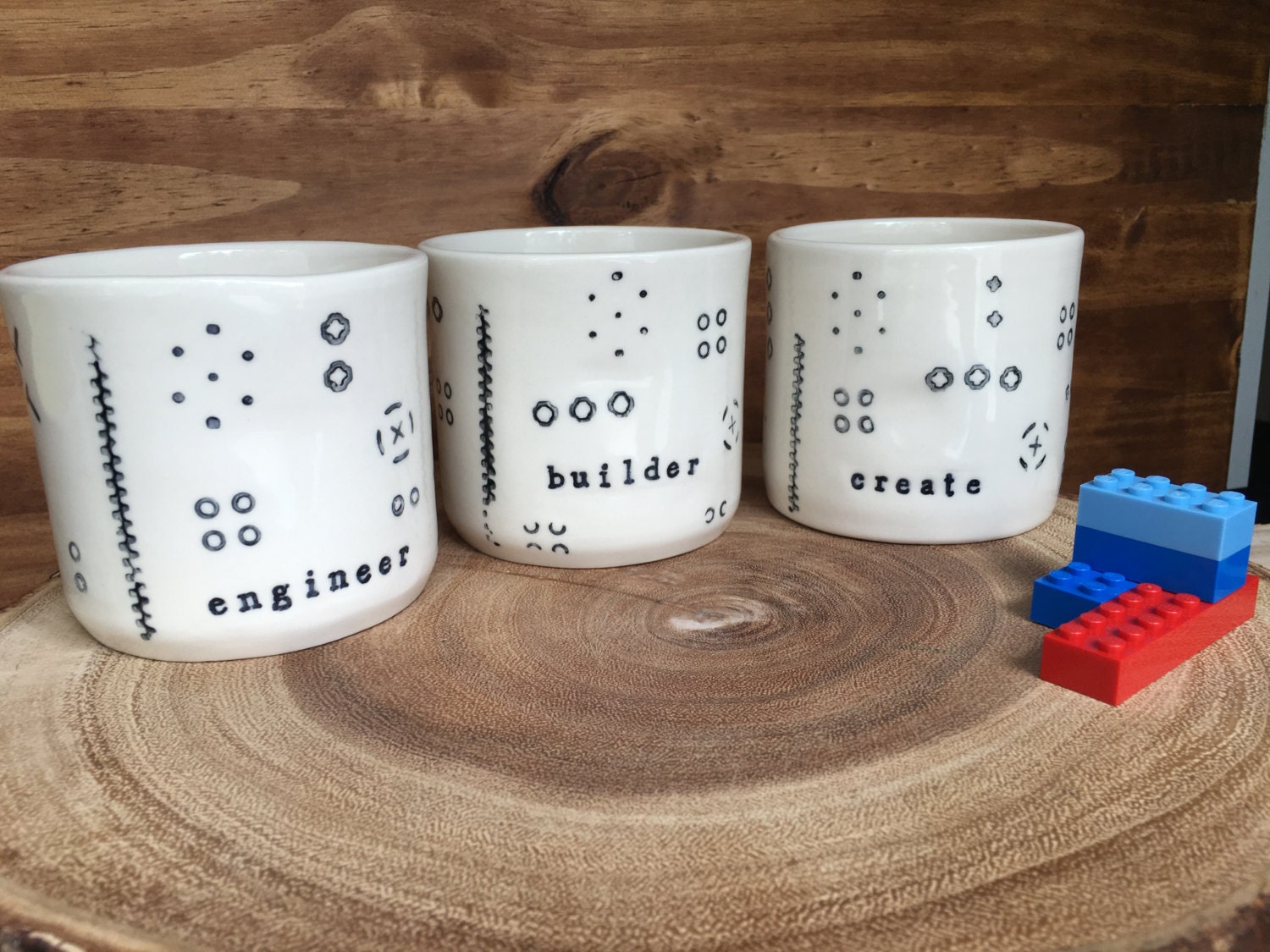 Lego mugs handmade stamped with lego pieces mug made with
