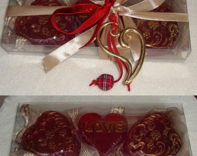 Cream Unique Gift for Women, Luxury Red Heart Scented Soaps, Heart Necklace, Awesome Valentine Gift, Birthday Gift, Mothers Day Gift
