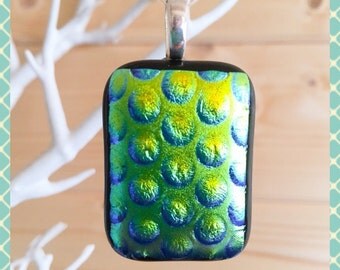 Dichroic Fused Glass Jewellery Necklace Pendant, Anniversary Valentine Birthday - by Minerva Hot Glass