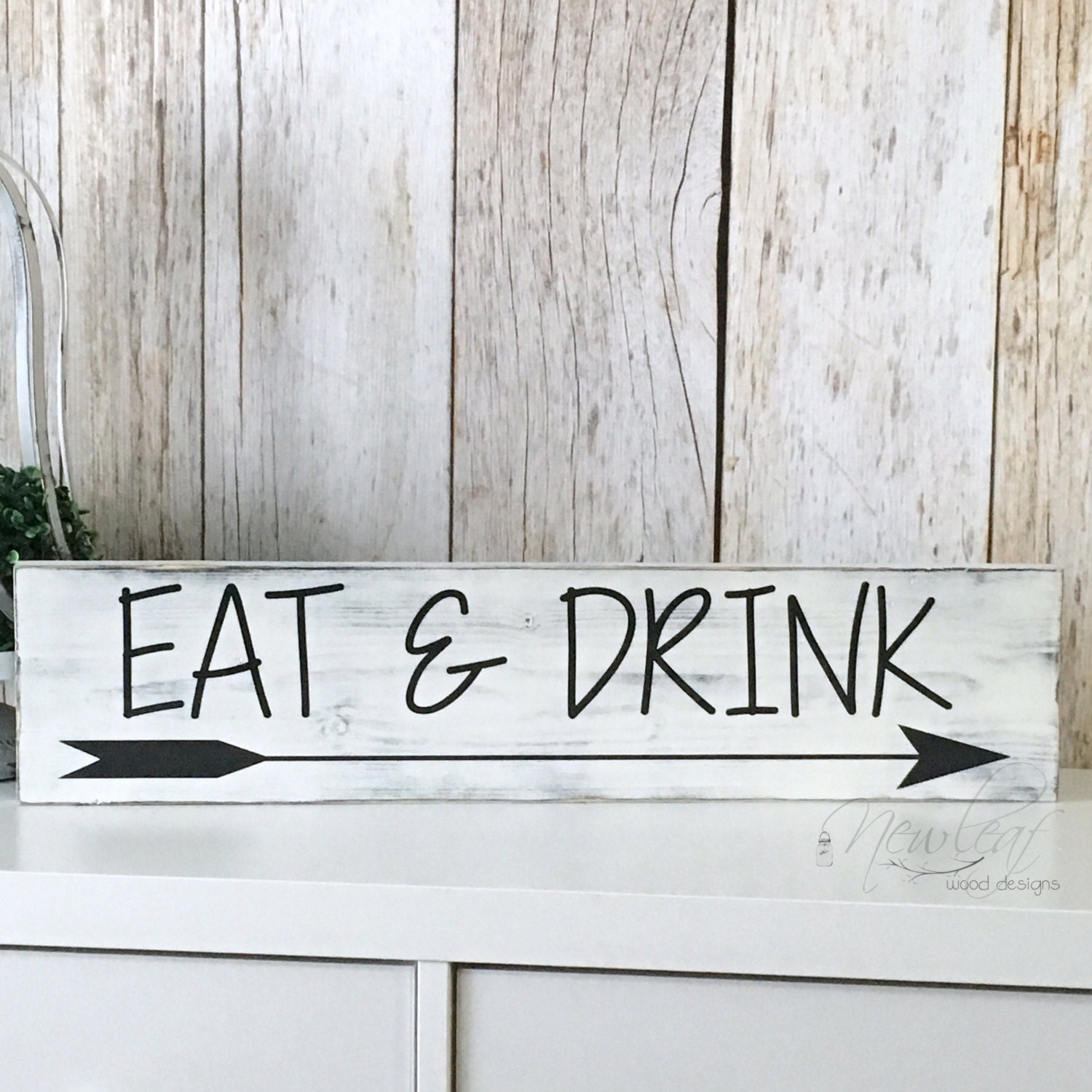 EAT Sign Eat & Drink Sign Distressed Kitchen Sign