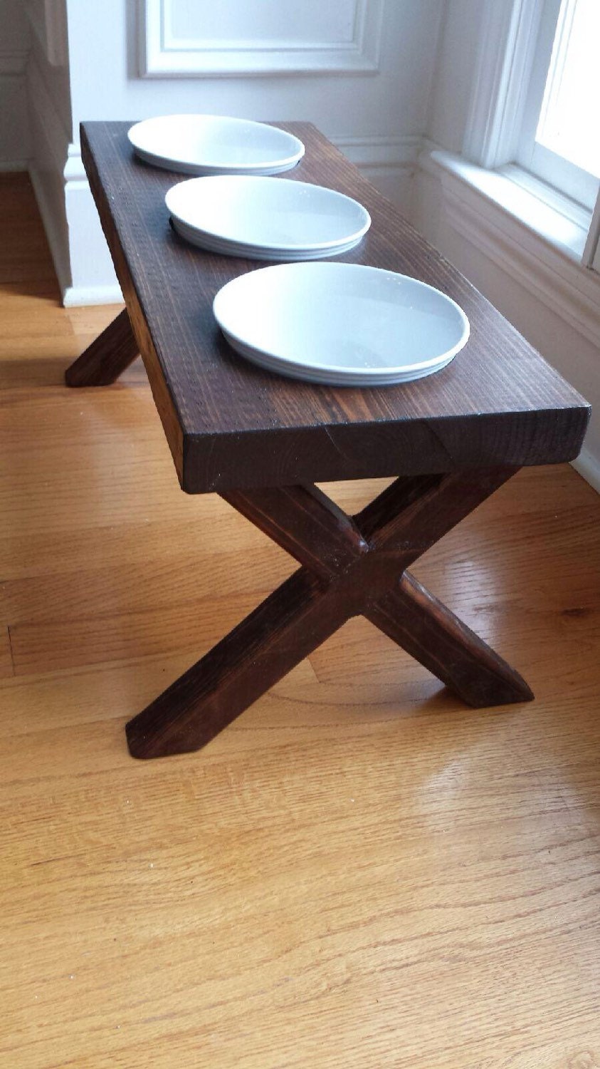 Raised Dog Bowl FeederElevated Stand Rustic Reclaimed