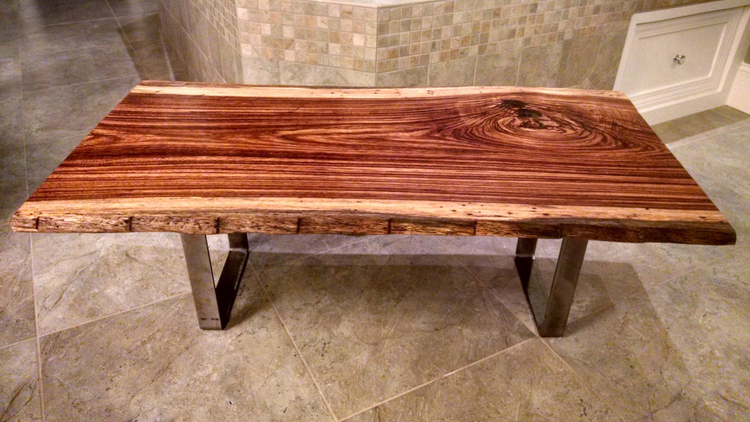 FREE SHIPPING Zebrawood Live Edge Wood Slab Coffee Table