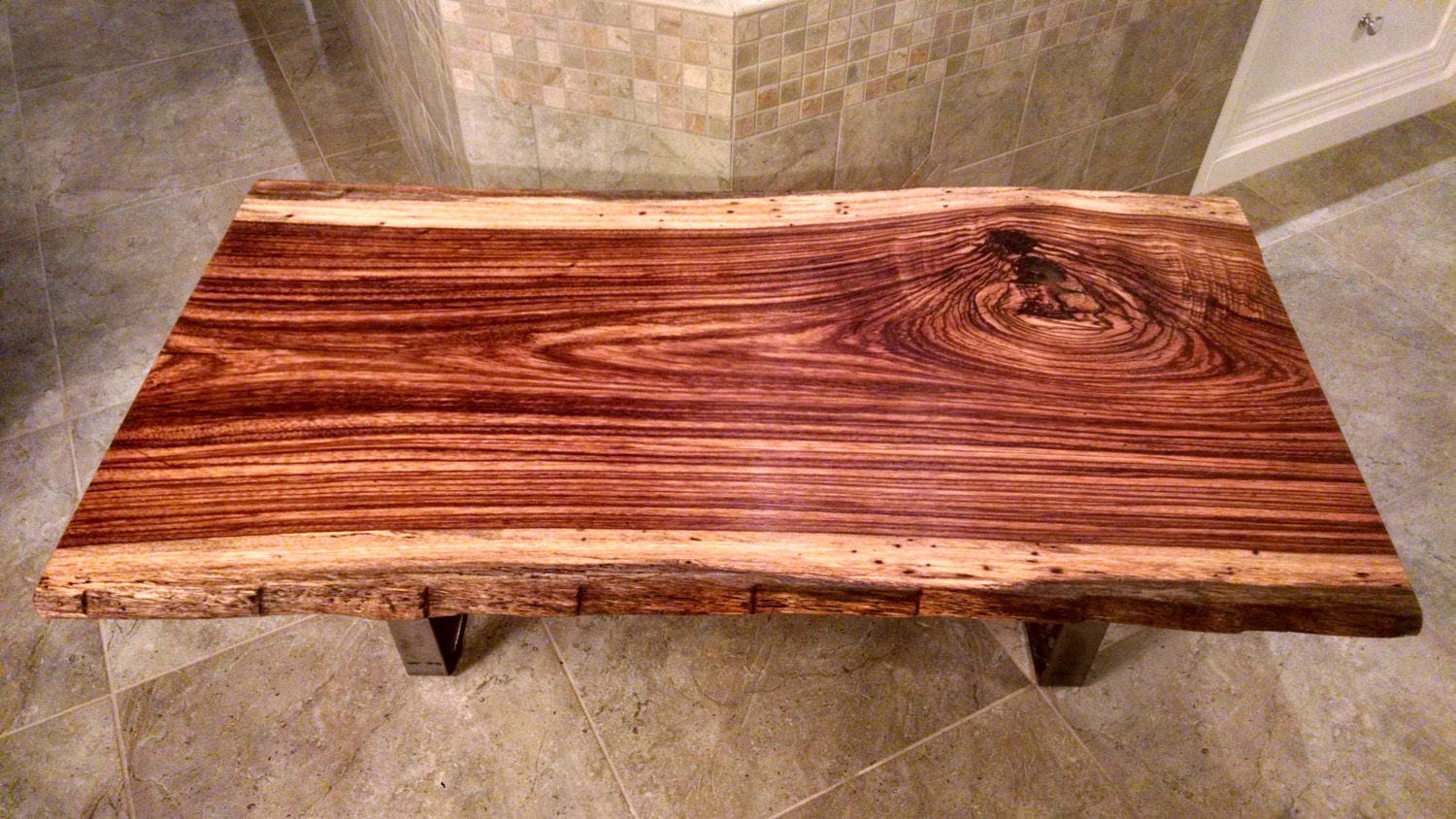 FREE SHIPPING Zebrawood Live Edge Wood Slab Coffee Table