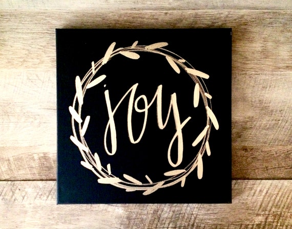  Joy wreath canvas sign 12x12 home decor Christmas sign