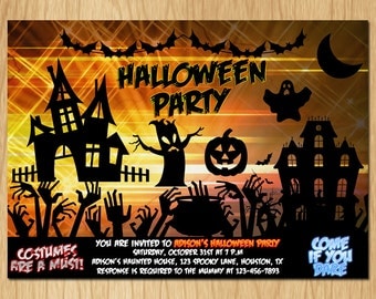 Halloween Party Invitation Kids Halloween Party Invite Boy or Girl Printable digital DIY PH002