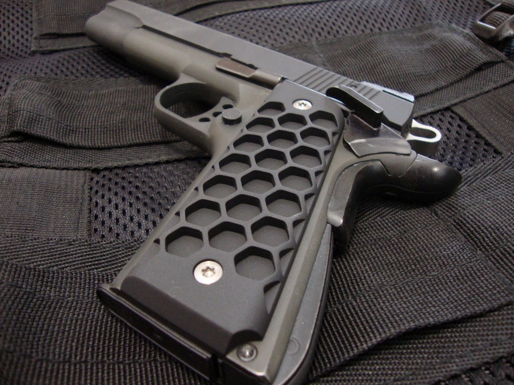 Full Size 1911 Grips Black Aluminum Colt By Rowdymachineco On Etsy 0480