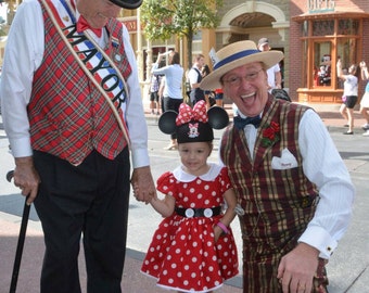 100% Cotton Peter Pan Collar Cotton Minnie Mouse Dress with matching Bow and Petticoat