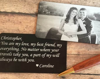 SALE! Engraved Picture Wallet Card - Engraved Photo Wallet Insert - Custom Wallet Card, picture wallet card -