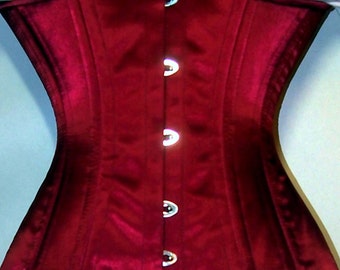 Real double row steel boned underbust corset from satin. Real waist training corset for tight lacing. Gothic, steampunk corset