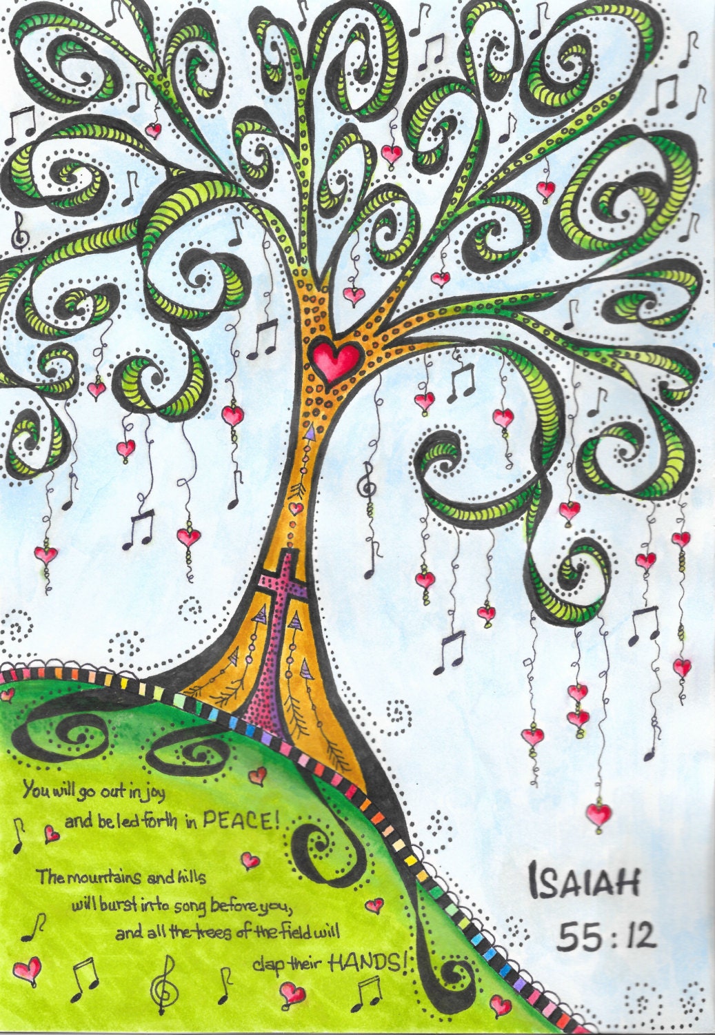 The Trees Will Clap...illustrated bible verse print