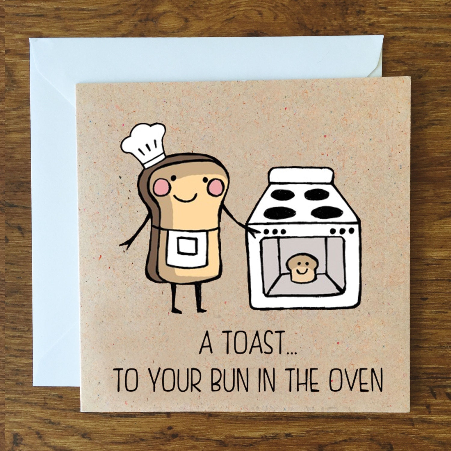 Bun in the Oven Food Pun Greeting Card