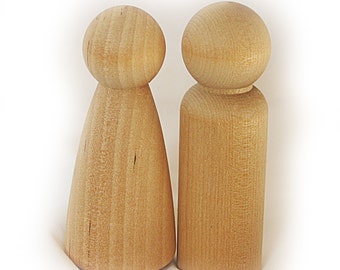 2 x 9cms Peg Dolls (Male and Female), Peg People, Waldorf Toys, Peg Doll Family, Wedding Cake Toppers, Craft Supplies