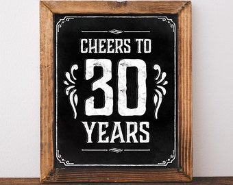 30th birthday decoration. Printable 30th birthday decor. 30th birthday for him. Cheers to 30 years birthday sign. 30th birthday centerpiece