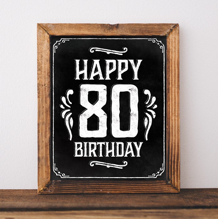 80th birthday party decorations. Happy 80th birthday sign.