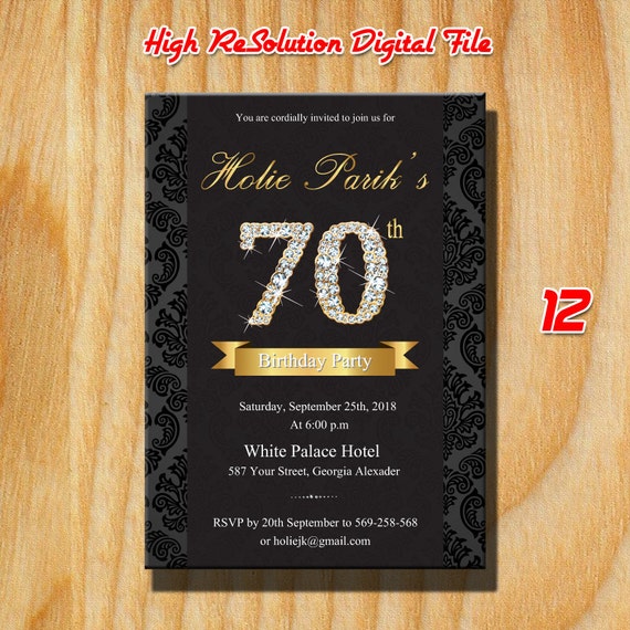 70th BIRTHDAY INVITATION for women for men Birthday