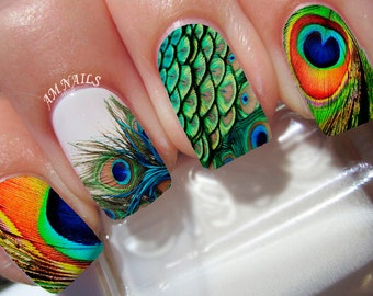 Peacock Feather Nail Decals