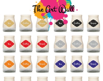 Set of Coffee/Tea/Sugar Vinyl Stickers/Labels for storage jars canisters