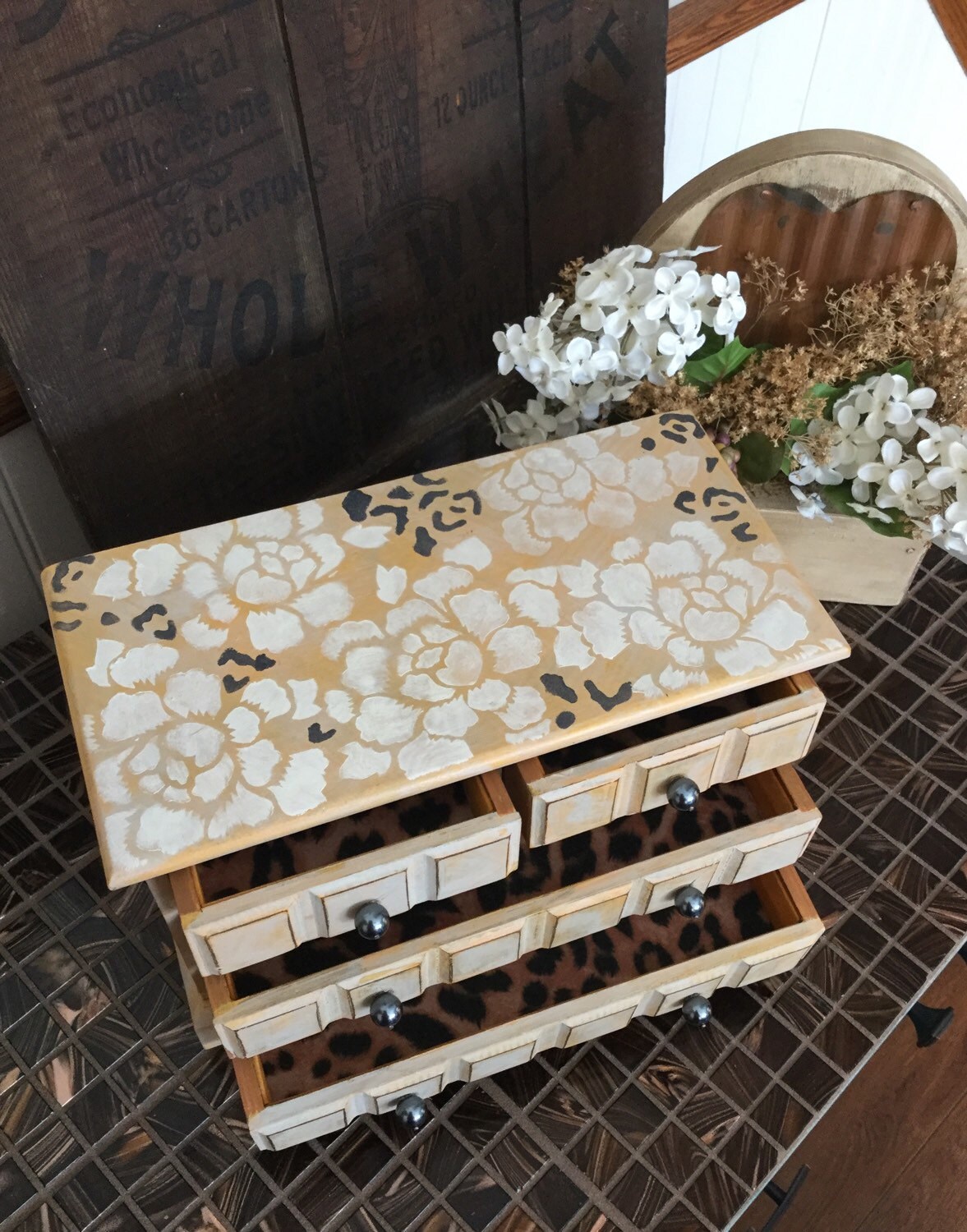 RESERVED FOR LINDA //Upcycled Vintage Wooden Jewelry Box