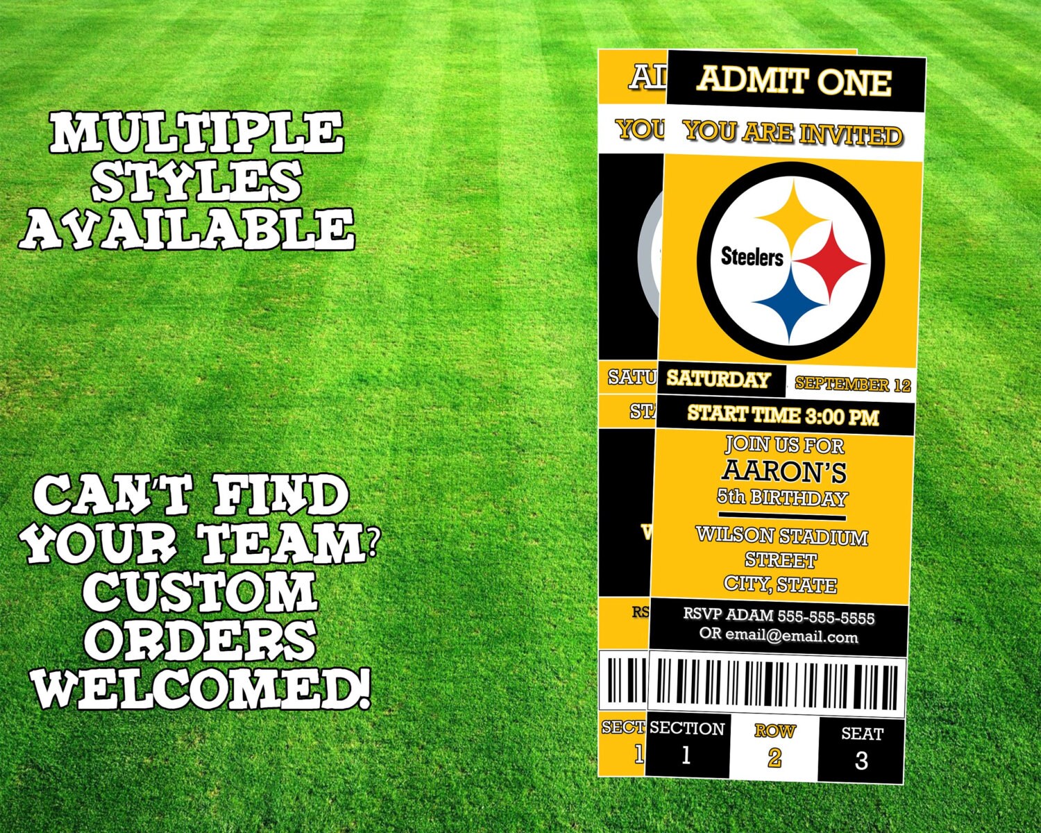 Pittsburgh Steelers Ticket Invitation