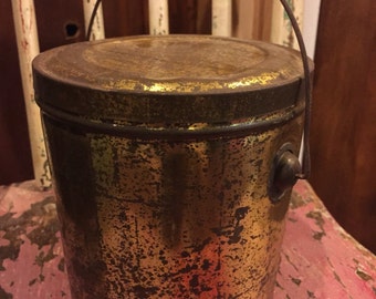 SHIPS FREE!! Small Gold Rustic Bucket