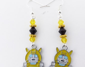Autobot Bumblebee Swarovski crystal earrings kawaii cospay jewelry