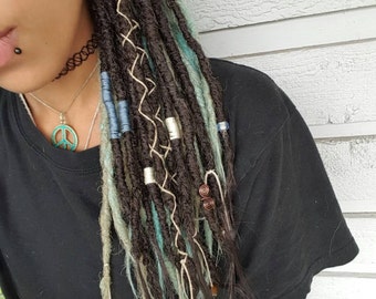 10 Natural Looking Synthetic Dreads, Natural Looking Dreadlocks, 10 SE or 5 DE Dread Extensions, Accent Dreadlock Extensions, Custom Order