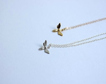 Bee Necklace - Silver Bumble bee necklace - Gold Bumble bee necklace - Honey bee necklace - Bee charm Necklace - Delicate Jewelry