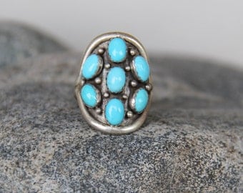ring NAVAJO silver turquoise and massive real