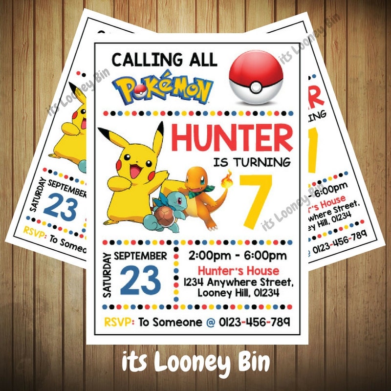 Pokemon Part Invitations / Pokemon Go Invite / Pokemon