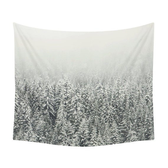 Snow Forest Tapestry Landscape Print Winter Tapestry Wall