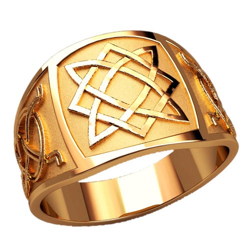 Celtic pattern Mens Signet Ring Celtic Signet Ring by WorldOfGold