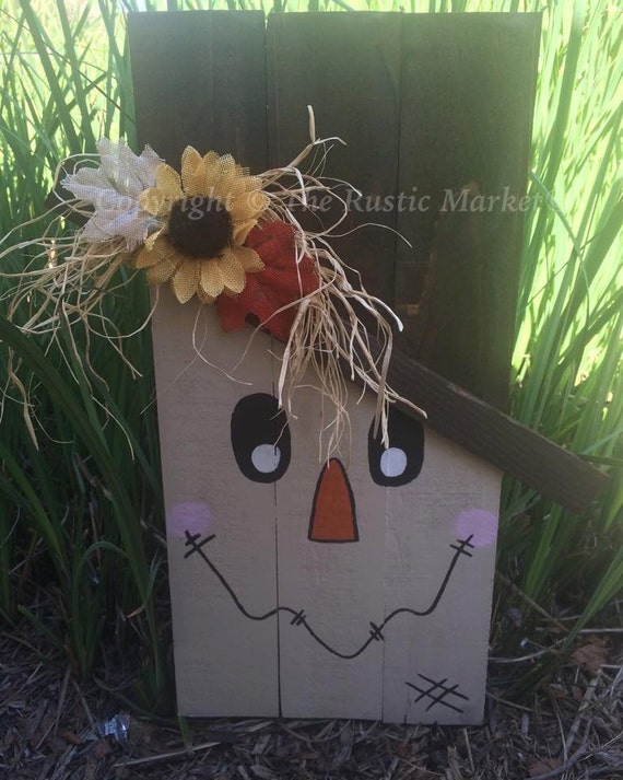 Hand Painted Wood Scarecrow Decor by RusticMarketbyNikki on Etsy